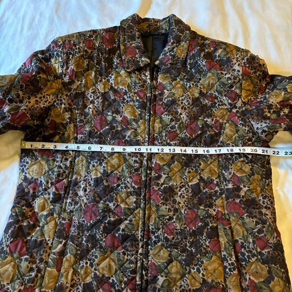 Quilted Zip Floral Print Long Sleeve Pockets Fully lined Women’s Jacket Sz M - Picture 7 of 9